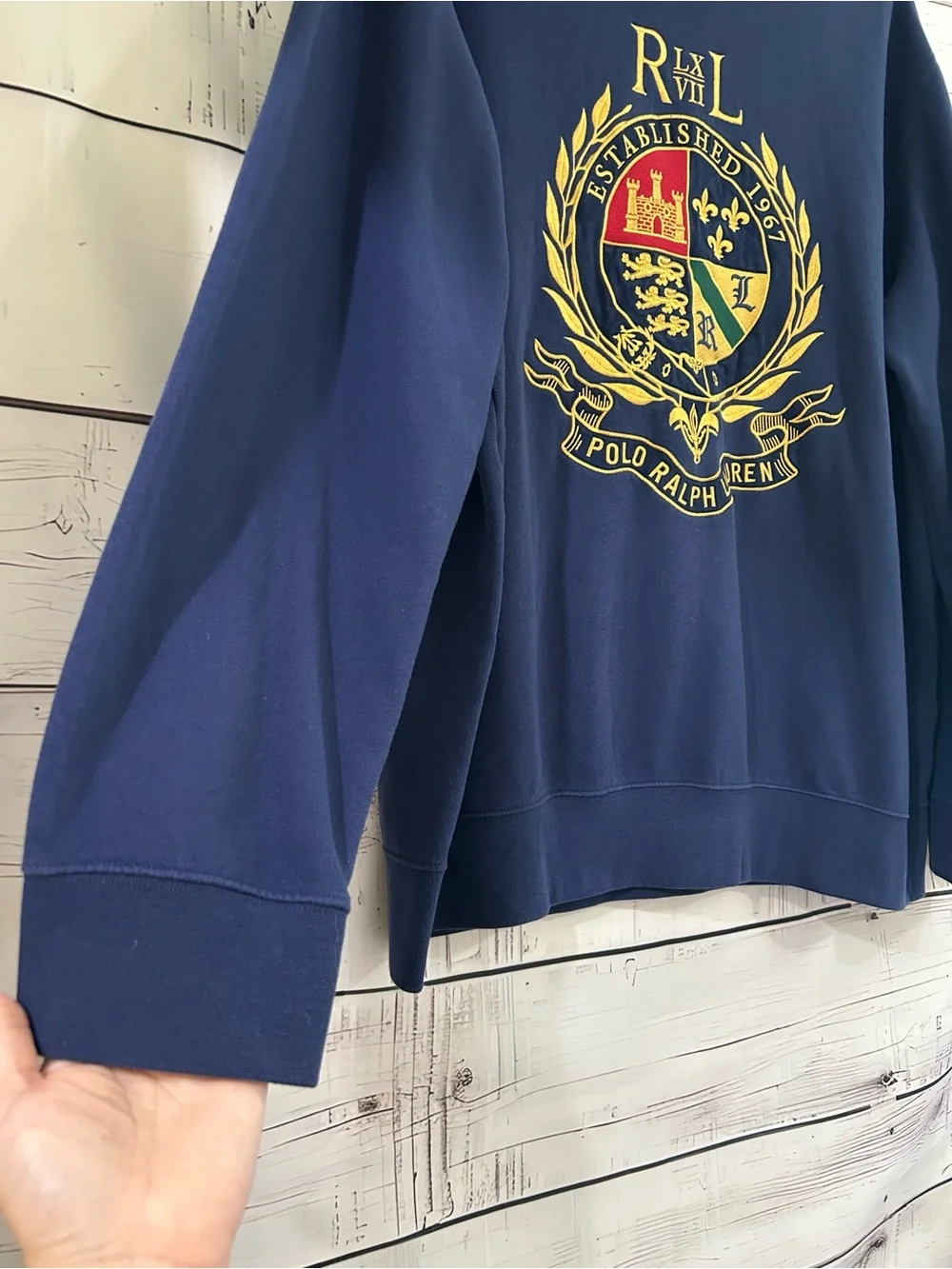Polo Ralph Lauren | Men's Embordered Logo Crest Sweatshirt Navy Blue Size XXL